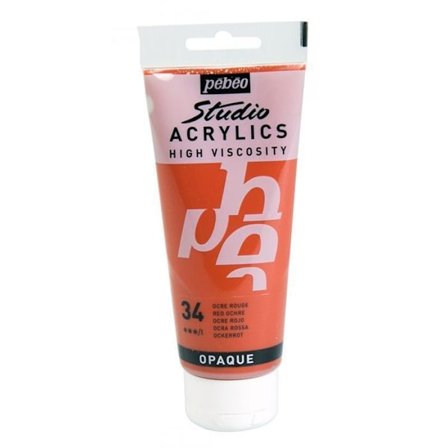 Acrylmaling - Pébéo - Studio Acrylics - Rød Ocre - 100 ml - Satinérat