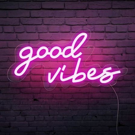 Good Vibes neon-skilt USB-drevet med dimmer, rosa LED neon-skilt