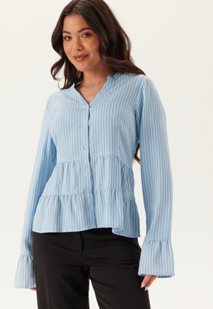 Happy Holly - Flounce Shirt - Blue/Striped - Kläder - - Bubbleroom