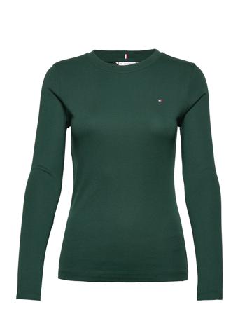 Slim New Cosy C-Nk Ls Langærmet T-shirt Grøn Tommy Hilfiger