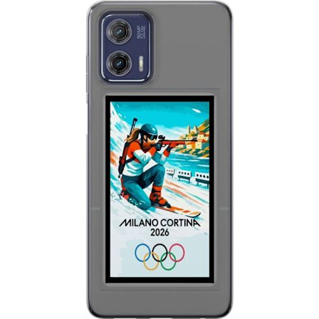 Kompatibelt Mobildeksel til Motorola Moto G73 Retroplakat Cortina Milano 2026 med fjell, vintersportsutøvere, italienske trikolor, Milano-katedralen o