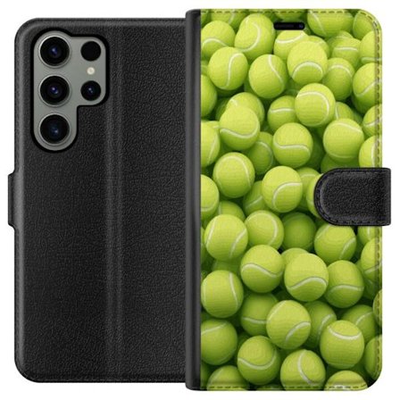 Kompatibel Tegnebogsetui til Samsung Samsung Galaxy S23 Ultra Mønster af grønne tennisbolde i høj detalje, sporty motiv med gentagende tekstur og s