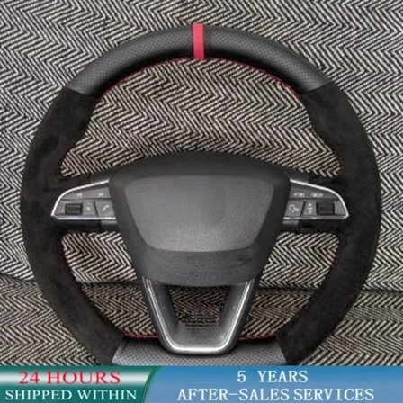 För kompatibel med Seat Leon ST Cupra Ateca Cupra Ateca FR Leon Cupra R Leon ST Cupra flätad bilratt skydd omslag halkfri mocka