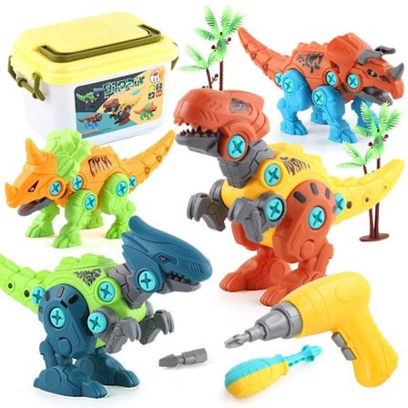 Take Apart Dinosaur Toys for Kids with Storage Box Electric Drill DIY Building Set Educational