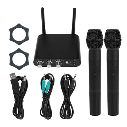 Trådløs mikrofon med mottakerboks, forskjellige frekvenser for hjemmeunderholdning og konferanser
