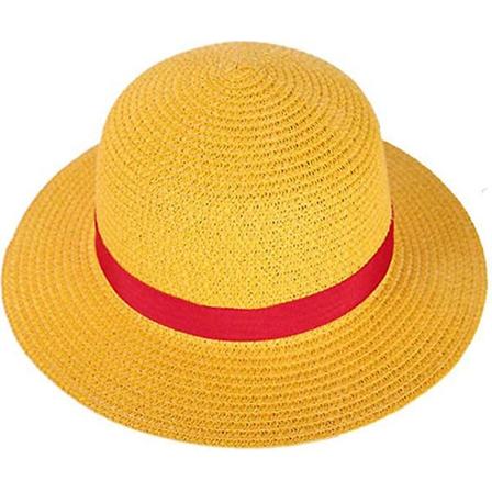 Pojk Flick En Bit Mössa Halmhatt Halsrep Fluffig Platt Topphatt Cosplay Japansk Seriefigurer Rekvisita Mössa Barn Röd Randig Strandhatt 27cm Diameter