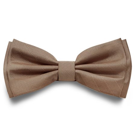 Tan Pre-Tied Herringbone Bow Tie for Men - Pre-tied bow ties