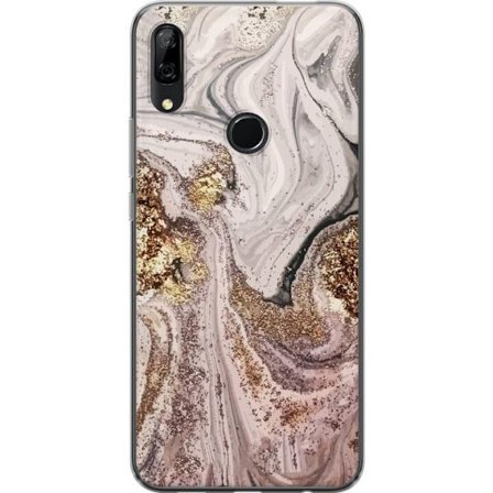 Kompatibelt Mobilskal till Huawei Huawei P Smart Z Beige guld marmor lyxig design med mjuka linjer och metallisk glans inspirerad av elegant inredning