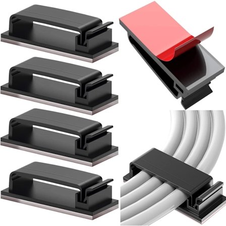 10 st Självhäftande Kabelhanteringshållare Slitstarka Klämmor för TV PC Laptop Ethernet-kabel Hemmakontor (Svart)
