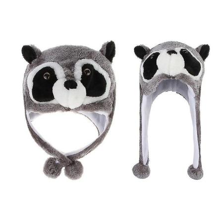 Nyhet Unisex vinterplysch tvättbjörn djurhatt Varma öronkåpor