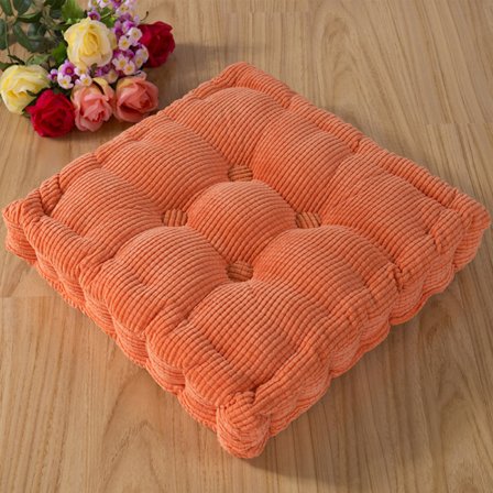 2 st golvkuddar, fyrkantig och rund meditationskudde, manchester sittdyna, dekorativ stolsdyna (15,8×15,8 tum ×40 cm, orange, fyrkantig)