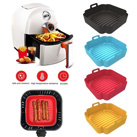 Kvadratisk Airfryer Silikon Pot Ovn Udskiftningsbagekurv