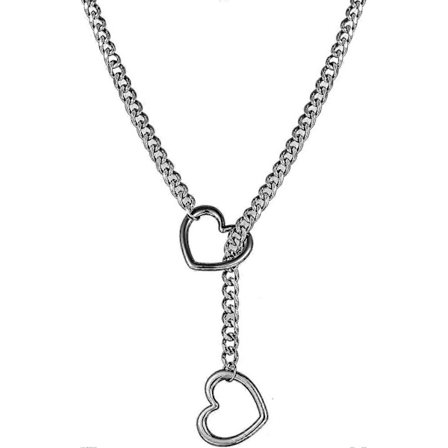 Hjärtformad O-ring Slip Chain Halsband för Kvinnor Rostfritt Stål Kubansk Kedja Hjärtformad Halsband Punk Rock Krage Halsband Handgjort