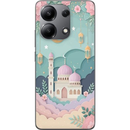 Kompatibelt Mobildeksel til Xiaomi Redmi Note 13 4G Håndtegnet reiseinspirert mønster med verdenskart, fly, hjerter og vintage eventyrtema