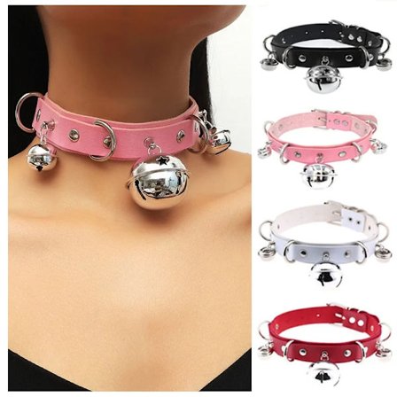 Funny Sexy Punk Leather Choker Necklace With Bell Metal Trendy Chocker Collar Necklace Boho Gothic Costume Jewelry Accessories