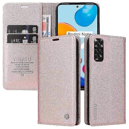 Flip-deksel til Xiaomi Redmi Note 11 4g og stativfunksjon, kunstskinn og matt TPU med kortspor, sterk magnetisk tiltrekning