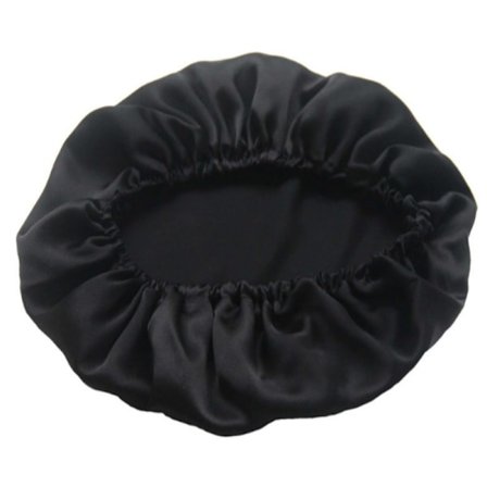 Silke sovehætte til langt hår - Åndbar silkehårhue Black