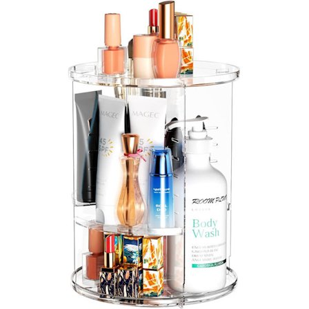 Makeup-arrangör, 360 roterande läppstift arrangör kosmetisk förvaringslåda skrivbord