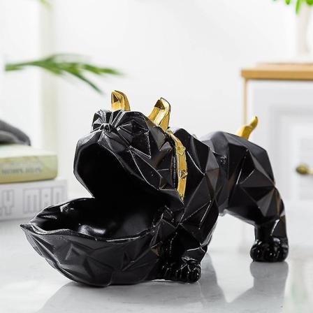 Bull Dog Geometrisk nøkkelskål 30*15 cm Dyreharpiks Snacks Holder Med Åpen Munn Oppbevaring