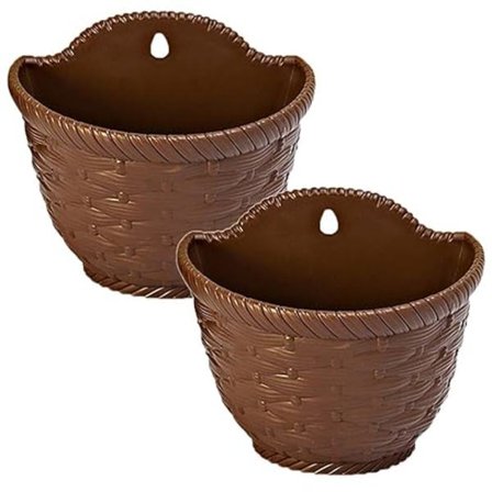 2 stk. Væghængt Plantekasse Vævet Blomsterkurv Hegn Hængende Potte til Indendørs Udendørs Rækværk Hegn Altan Have Hjem Indretning Størrelse L_MGF