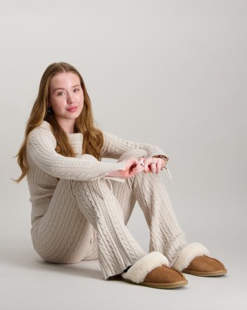 Gina Tricot Young 14+ 14+ cable knitted pants Beige Byxor Tjej - Kids Brand Store