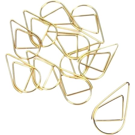 200 stk. Små gyldne binders i rustfritt stål, dråpeformede binders, bokmerker, papirklemmer for notatpapir og bilder (15 * 25 mm)