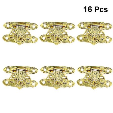 16pcs Embossing Hasp Latch Lock Antique Furniture Decorative Vintage Cabinet Jewelry Box Latch Lock Jewelry Box Lock Golden
