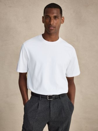 John Henric Men's T-Shirt Blanc Coupe Décontractée en Coton Size L