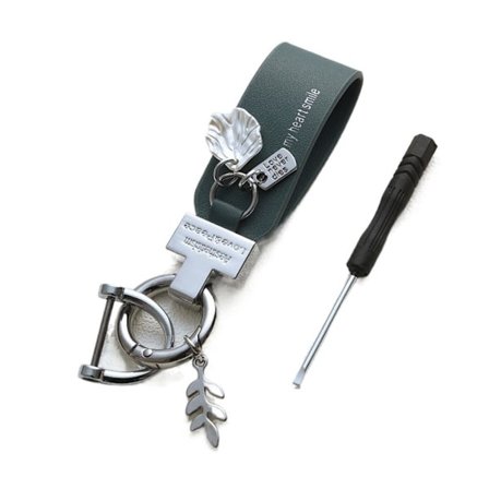 Läder Blomma Bil Nyckelring Bil Hänge SILVER & GRÅ