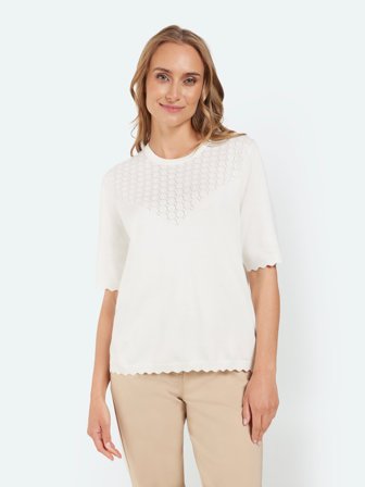 SIGNATURE - Kortærmet Strik - Råhvid