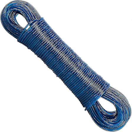 50 m vaskesnor, stærk stålkerne, vasketøjssnore - rådner, mugner og vejrbestandig, blå