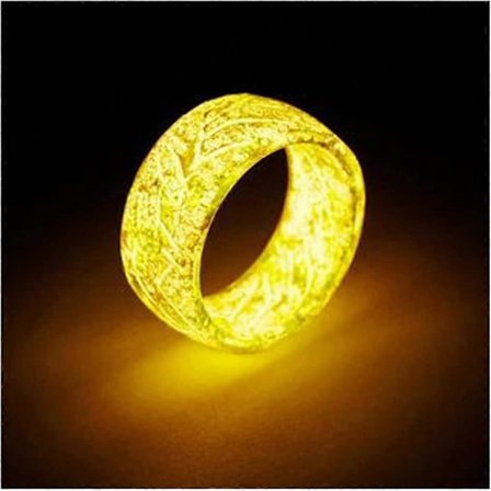 Lysende Glød Ring - Lysende Ring i Mørket Unisex Dekorasjon Fluorescerende Ring Smykker for Kvinner Menn, Gul, 1111
