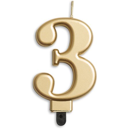 Tårtljus Siffra Guld Metallic "0-9" Siffra 3