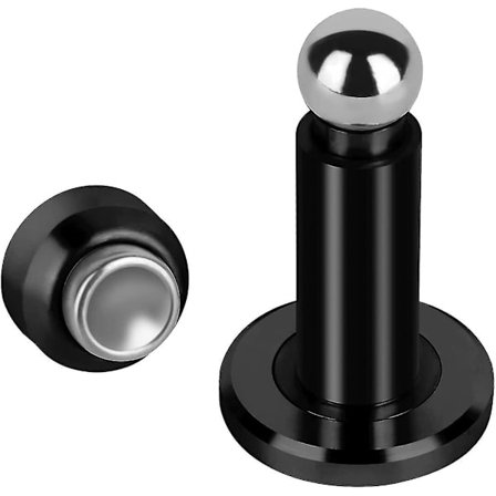 Justerbar magnetisk dørstopper, magnetisk dørstopper, 304 rustfritt stål dørholder med vegg- og gulvmontert (svart)