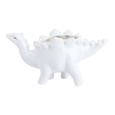 Dinosaur Blomkruka Dekorativ Sukkulentplanterare Keramik Växtbehållare (vit)