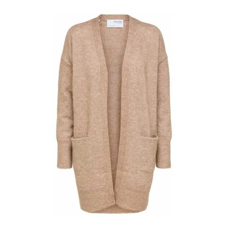 Selected Femme u new knit long Vest amphora , Beige , Dames , Maat: M Vesten
