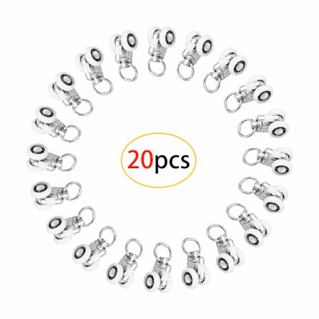 (Hvid) 20 stk gardinskinne ruller, plast dobbelt rullebærer