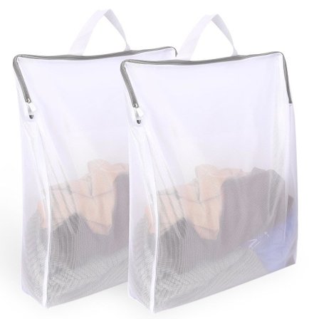 2 kpl pyykkipusseja vetoketjuilla, pyykkipussi kahvalla, verkkopyykkipussi, ripustettava pyykkipussi, pyykkipussit vetoketjulla alusvaatteille ja 