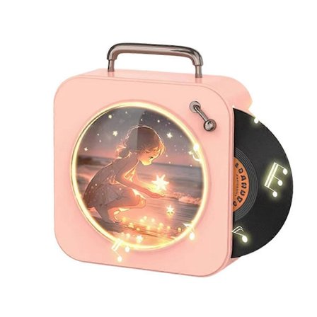 Vintage Bluetooth-spelare Stereoljud Stereo Ljudeffekter Radio Vinylskiva Liten Stereo Hem CD-spelare Rosa