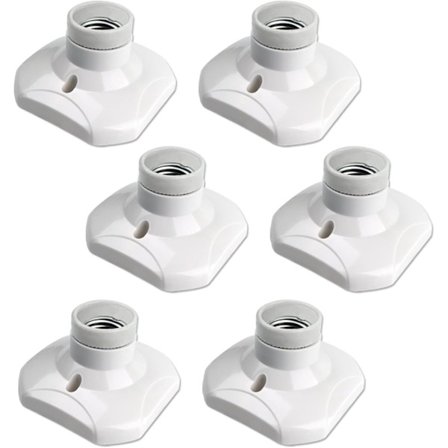E27 Skrue Loftlampe, E27 Garageudtag, AC 220-240V, Udtagsholder, Hvid Plastlampe, 6-pak