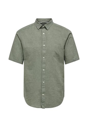 Onscaiden Life Ss Solid Linen Shirt Noos Green ONLY & SONS