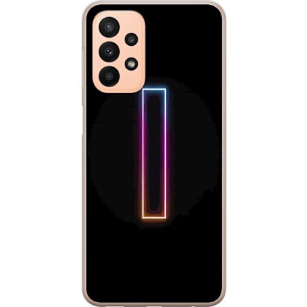 Kompatibel Mobilcover til Samsung Samsung Galaxy A23 5G Minimalistisk neonbogstav I i regnbuefarver mod mørk baggrund