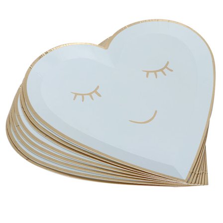 8 stk. 9 tommer blå søde form engangskagepapir tallerken bordservice til fest grill picnic