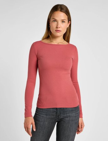 Lee Jeans Ls Boat Neck Tee - Pink - S