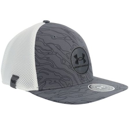 Under Armour - Grå fitted Keps - Drive Mid Profile Stretch Castlerock Mesh Fitted @ Hatstore