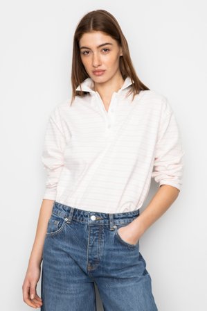 CAMILLA PIHL - Elmer Polo Shirt - Light Pink Stripe SizeS