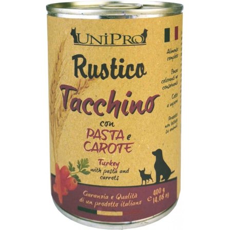 Unipro Rustico Tacchino Pasta Integrale Carote Cibo Cane Adulto