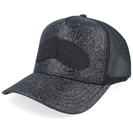 Von Dutch - Svart trucker Keps - Schott Oval Patch Black Trucker @ Hatstore