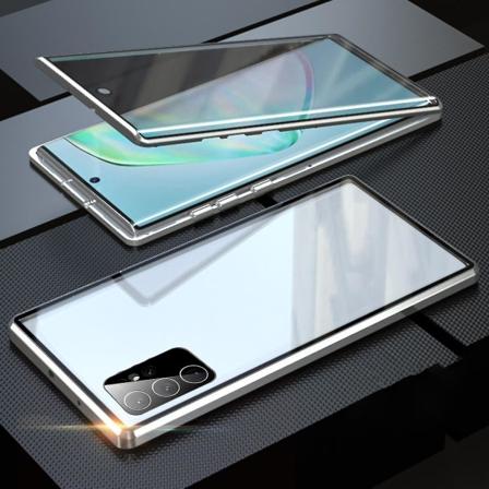 Anti-peep magneettinen kotelo Samsung Galaxy S22 Ultra -puhelimeen, kaksipuolinen karkaistu lasinen näytönsuoja