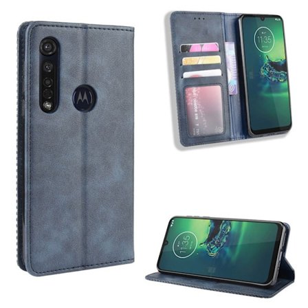 Bofink Vintage Motorola Moto G8 Plus leather kotelot - Sininen